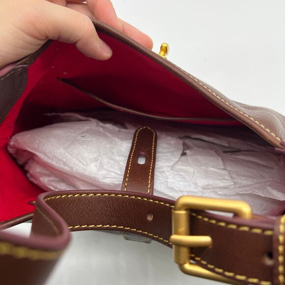 Dooney & Bourke Handbags Florentine Leather Crescent Hobo Brown Natural - Picture 15 of 16